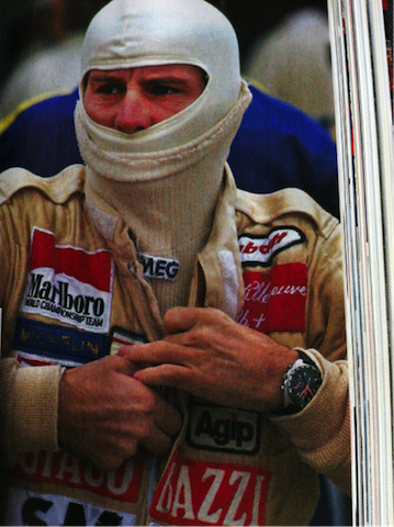 Gilles Villeneuve wearing Heuer